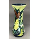 A modern Moorcroft vase of bulrush pattern, 13cm high, impress mark to underside