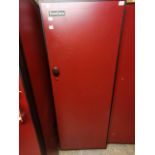 A Eurocave Confort wine fridge, freestanding, red with four adjustable wooden shelves, each for