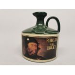 Glenfiddich Single Malt Scotch Whisky, stoneware flask transfer printed with Robert The Bruce, title