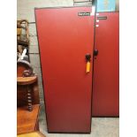 A Eurocave Confort wine fridge, freestanding, red with four adjustable wooden shelves, each for