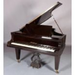 A BLUTHNER OF LEIPZIG BABY GRAND PIANO in ebonised case, retailed by Harrods, no. 21792 metal frame,