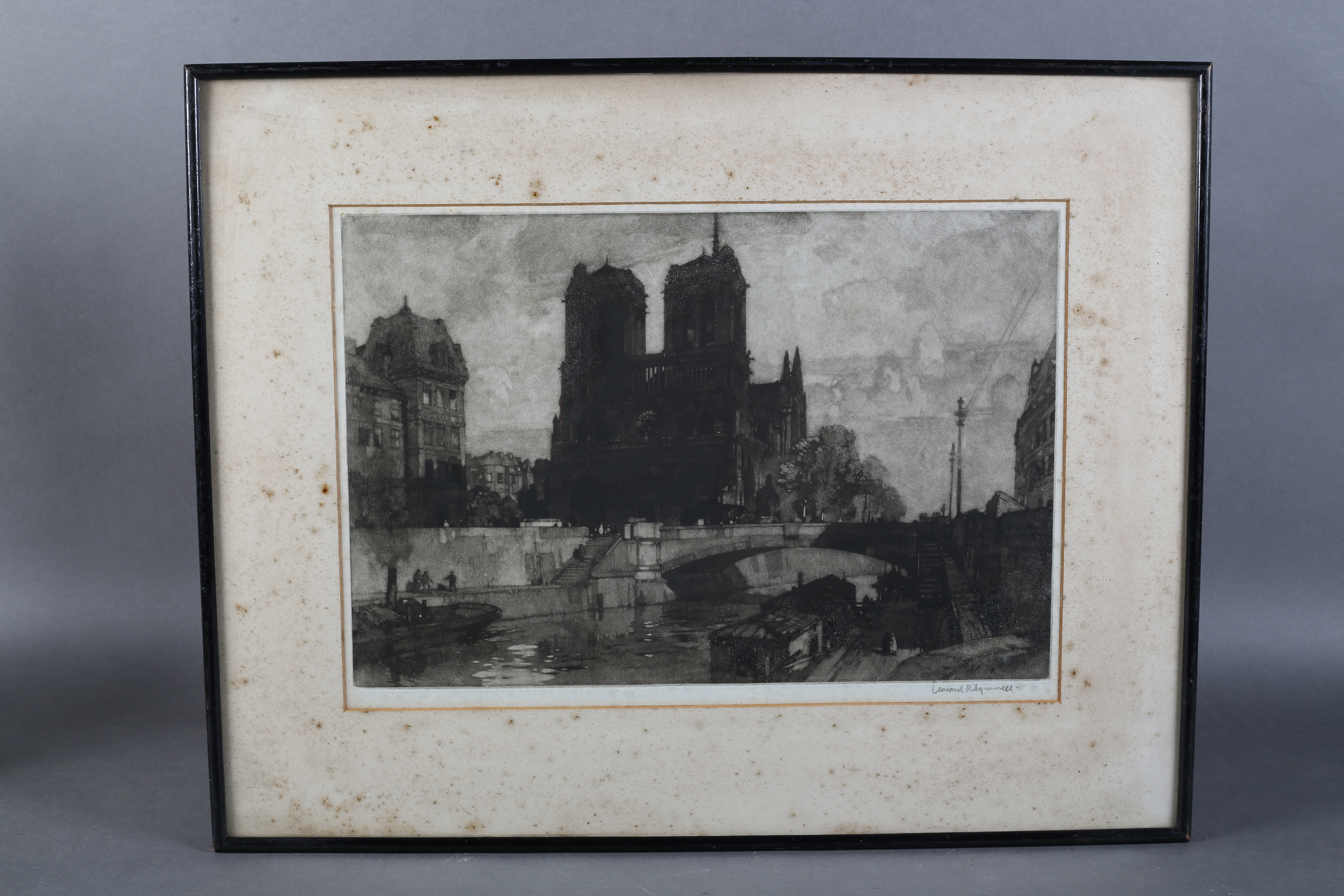 ARR LEONARD R SQUIRREL (1893-1979), Notre Dame Paris, black and white mezzotint, signed in pencil to - Image 2 of 4