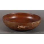 COLIN ALMACK OF SUTTON-UNDER-WHITESTONECLIFFE BEAVERMAN, an oak fruit bowl, circular, the exterior