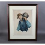 * GIANNI (Italian, c.1900), Italian countrymen, half portraits, a pair, watercolour, signed, 42cm