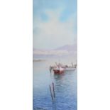 A* GIANNI (Italian, c.1900), Naples and St Elmo, fishing boats at anchor in the bay, watercolour,