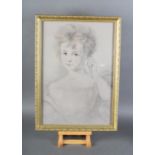 MID 19TH CENTURY, Portrait of a young girl, charcoal with pastel and heightened white, half
