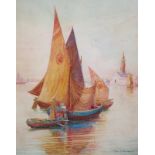 WALTER J MORGAN (1847-1924), Venice, fishing boats in the lagoon, watercolour, signed to lower