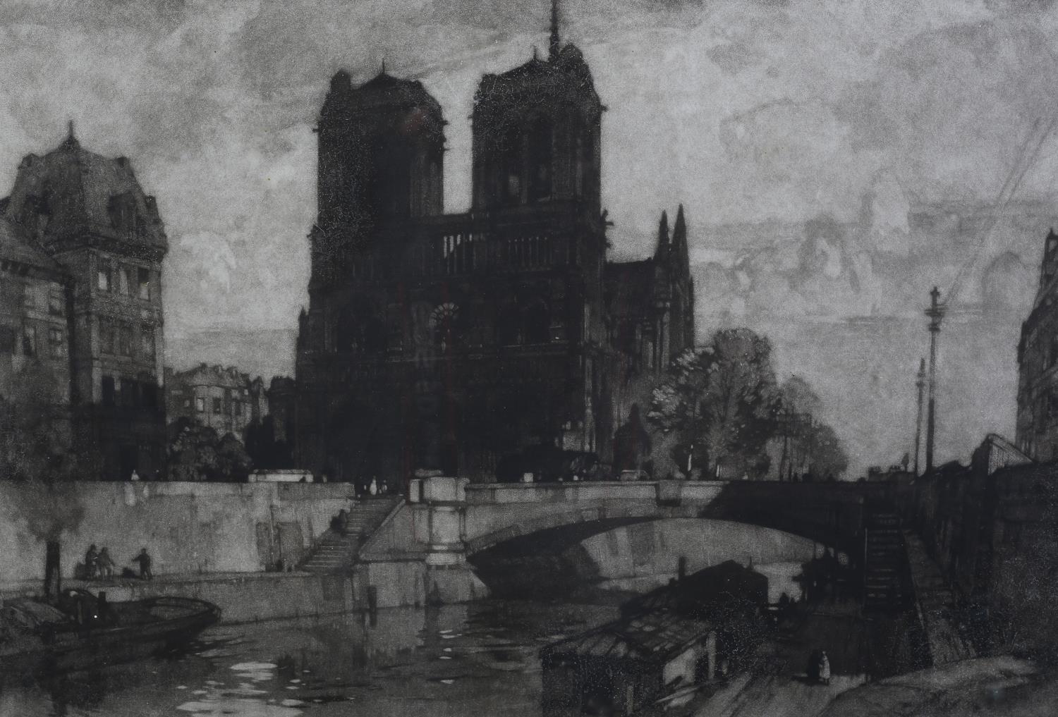 ARR LEONARD R SQUIRREL (1893-1979), Notre Dame Paris, black and white mezzotint, signed in pencil to