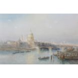 RICHARD HENRY WRIGHT (1857-1930). St Paul's from the Thames, watercolour, signed and dated (18)96 to