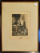 Dendy Sadler (1854-1923) signed original engraved print - “A Winter Evening” published London 1914