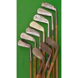 10 x various irons - Gibson Round Mussel back, round backed approaching cleek; Gibson Diamond back
