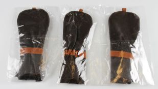 3x New Vintage Style Leather Golf Club Head Covers – all in original packaging and unused – from the
