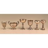Group of 6 hallmarked silver golf trophy cups to include twin handled cup engraved ‘Kilrea Golf Club