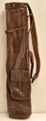 Good leather pencil style oval golf club bag-c/w good size ball pocket, umbrella leather strap,