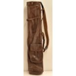 Good leather pencil style oval golf club bag-c/w good size ball pocket, umbrella leather strap,