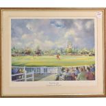 World Cup 1999 County Ground Worcester Cricket Print signed by the artist Jocelyn Galsworthy limited