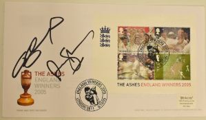 Freddie Flintoff Signed 2005 The Ashes Cricket First Day Cover ‘England Winners’ signed in ink to