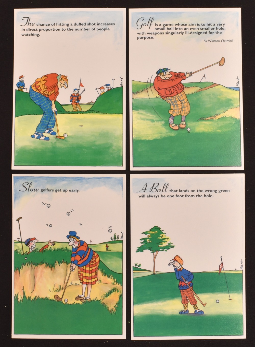 Set of 12x Jane Heart ‘Golfing Humour’ postcards – printed by Amber postcards, all in good unused - Image 2 of 2
