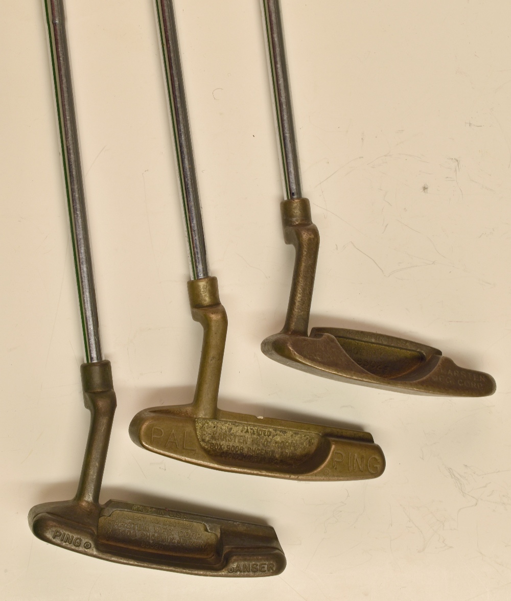 3x various Karsten MFG Corp Ping putters - Pal Ping, Ping N-Echo and Ping Anser with slotted sole-