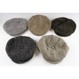 Collection of various period style tweed golfers caps (5) Harris Tweed size 7 ¼; Bladen Supasax 7