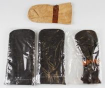 Collection of various golf club head covers (4) – Vintage Harrods London leather head cover c/w “