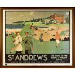 St Andrews 1930/40s famous L.N.E.R railway advertisement poster golf print - from the original