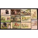Collection of various golfing, fishing, tennis hunting and animal related postcards from the early