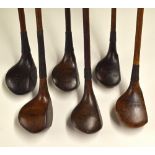 6x Assorted sized socket Head Woods to incl an Anderson St Andrews brassie, a spoon by W Wallis,