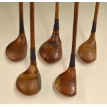 5x interesting socket head woods - Walter Hagen large head striped top driver, an early T Morris