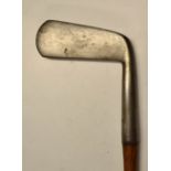 W Park Maker Musselburgh heavy metal straight blade putter c1885 – good oval makers stamp mark to
