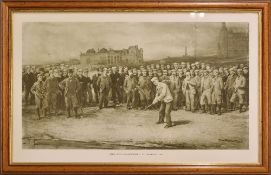 Michael Brown - “Open Golf Championship St Andrews 1895” showing J H Taylor approaching the 1st
