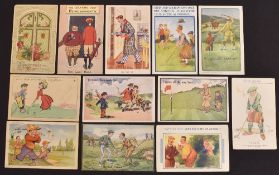 Collection of assorted golfing postcards (22) – mostly humour related incl Lederer, Lawson Wood, Reg