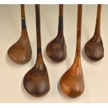 5x various size socket head woods – H Mansell large head driver, interesting A Percival small headed