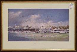 1998 Tim Munton Benefit Year Autograph Cricket Print at the County Ground Edgbaston signed by 22
