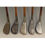 5x various alloy mallet head putters – Rodwell raised half ball crown central aiming site, Mills