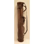 Fine vintage style leather pencil golf club bag – c/w ball pocket and umbrella straps – 30” x 5”