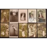 Collection of 46x early assorted women golfer real photo postcards – various poses and designs