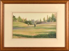 Robert Harnett colour golf print - mounted framed and glazed overall 16.25” x 22”