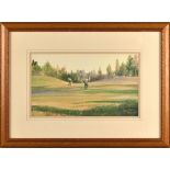 Robert Harnett colour golf print - mounted framed and glazed overall 16.25” x 22”