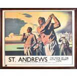 St Andrews 1930/40s famous L.N.E.R railway advertisement poster golf print - from the original