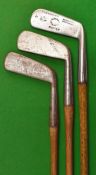 3x assorted straight blade putters – makers incl G Heron Peterhead with Gibson Horn mark and 2 smf