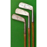3x assorted straight blade putters – makers incl G Heron Peterhead with Gibson Horn mark and 2 smf