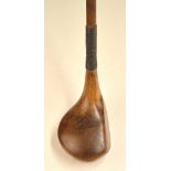 A G Day small persimmon head deep face spoon – fitted with full length hide grip with underlisting