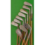 10 x assorted irons – Spalding Concentric back jigger, Forgan St Andrews Scotia Deep Face mashie,