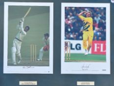 Gary Sobers and Shane Warne signed Framed Cricket Display featuring two signed photographs framed