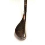 Early Alex Patrick longnose curved face short spoon c1870 – with near full face leather insert –