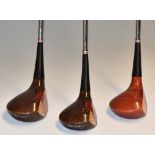 Collection of immaculate Ben Hogan persimmon golf woods (3) – matching Speed – Slot no.3 & 5 dark