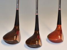 Collection of immaculate Ben Hogan persimmon golf woods (3) – matching Speed – Slot no.3 & 5 dark