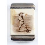 Early Plated Golf Vesta Case with image of Freddie Tait - promoting British Law Fire Insurance