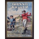 Johnnie Walker well known whisky advertising coloured golf print - titled “Fore-most since 1820 -